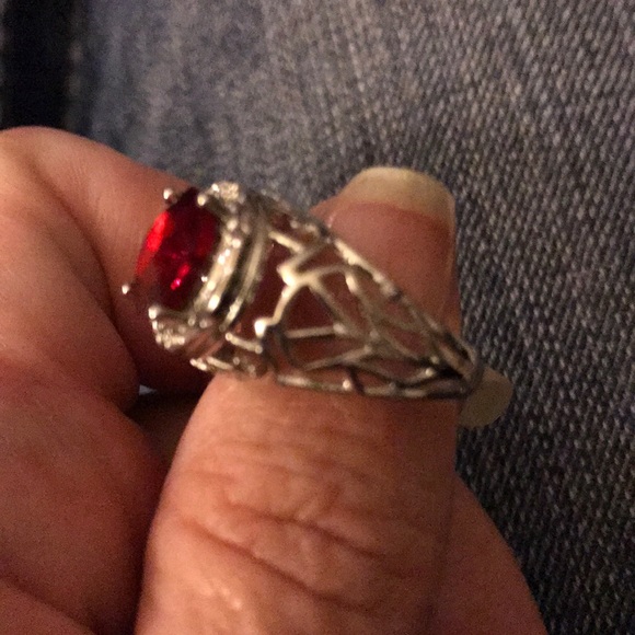 Silver lab created ruby ring. Size 7. - Picture 2 of 4